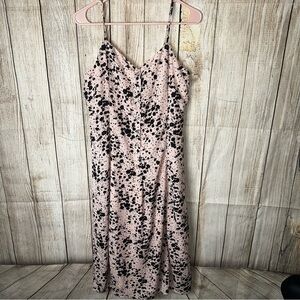 Elegant Spotted Midi Dress in Pink and Black